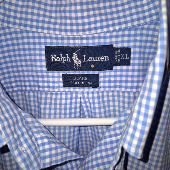 RALPH LAUREN Blue Checkered Men's Shirt - Picture 2 of 5